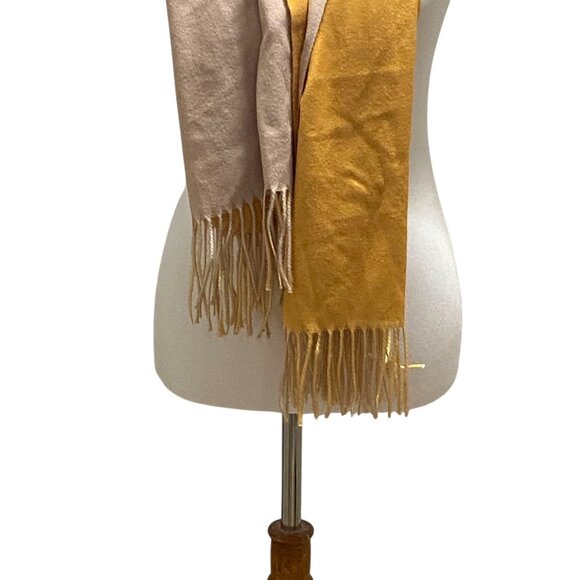 Cashmere 2 Tone Blanket Scarf Yellow One Size - Picture 4 of 10